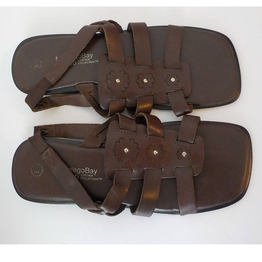 Y2K Retro Montego Bay Club Brown Leather Strappy Sandals Slingback Women 8.5 M - Picture 3 of 15